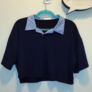 Over-sized cropped collared shirt